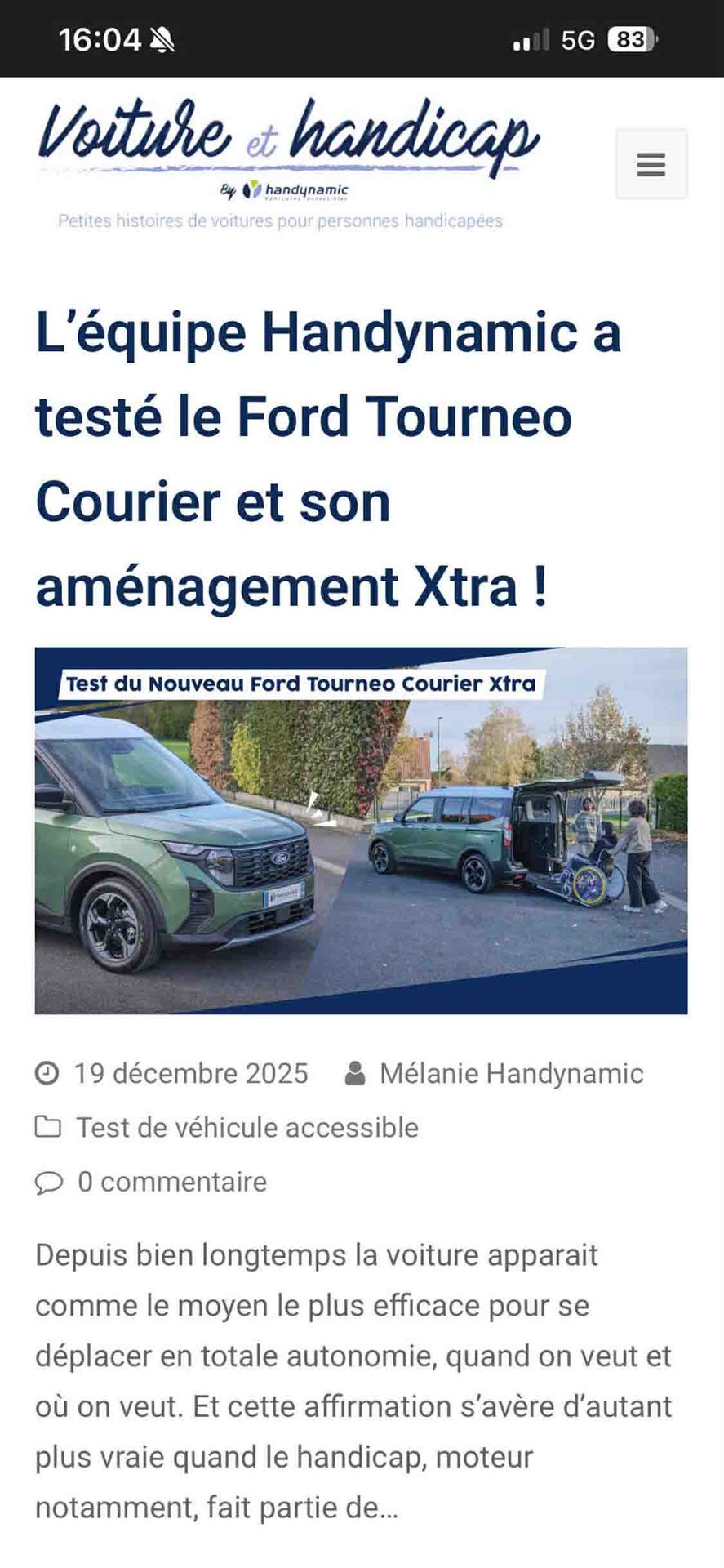 Conseils, actualités, tests de voitures tpmr, le blog handicap aborde différents sujets en lien avec la mobiltié Conseils, actualités, tests de voitures tpmr, le blog handicap aborde différents sujets en lien avec la mobiltié